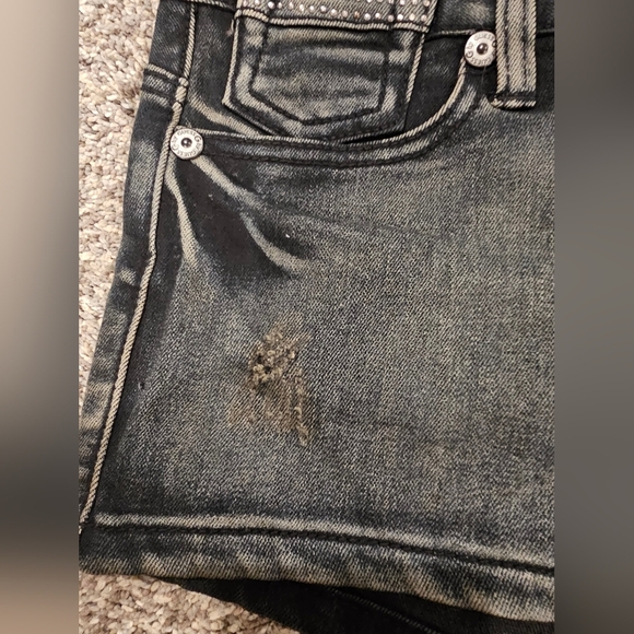 NWOT! Guess Rhinestone Studded Distressed Shorts Blue Denim 28 - Picture 5 of 11